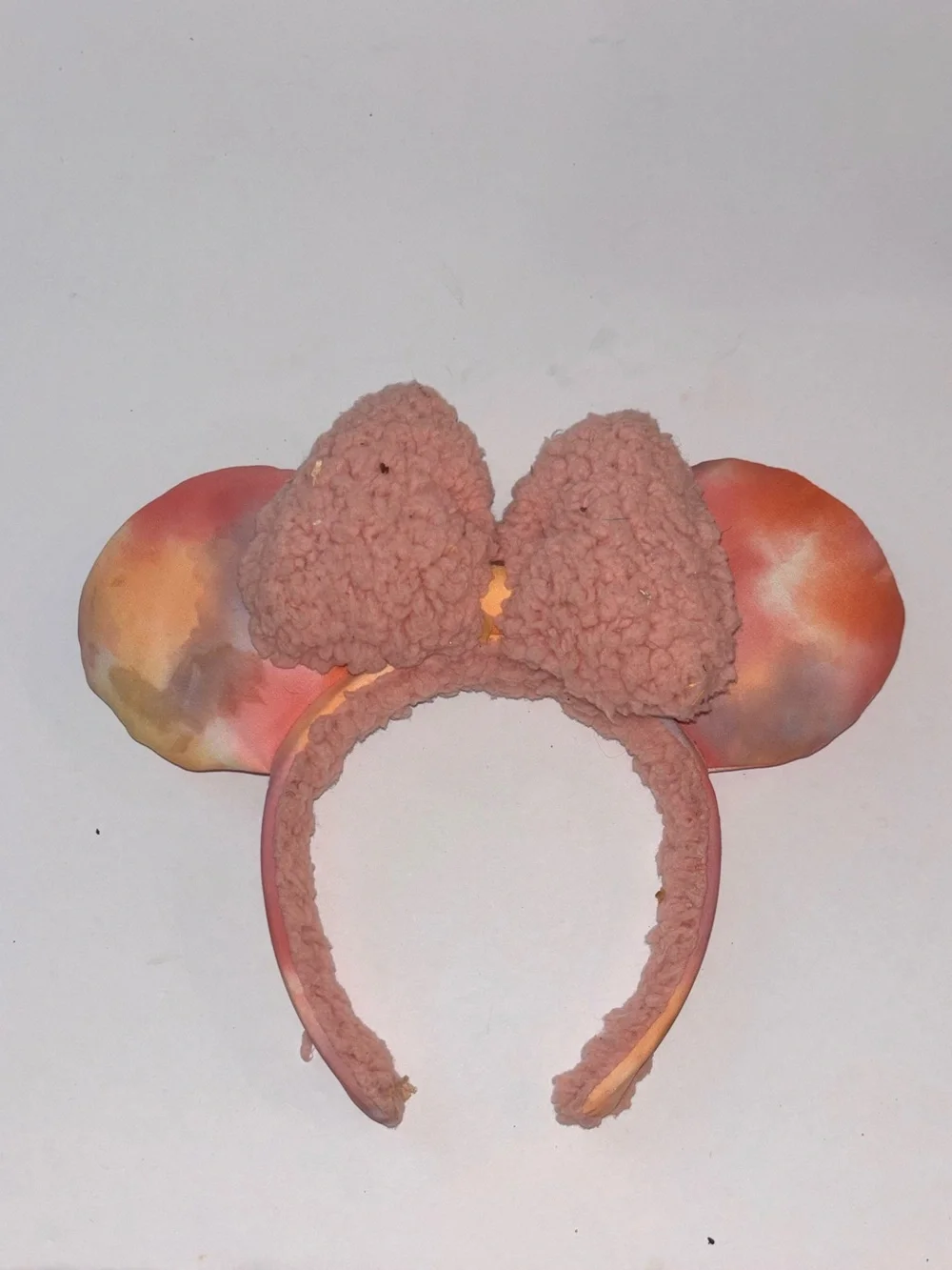 Disney Parks Minnie Mouse Ear Pink Tie-Dye Sherpa Lined Headband